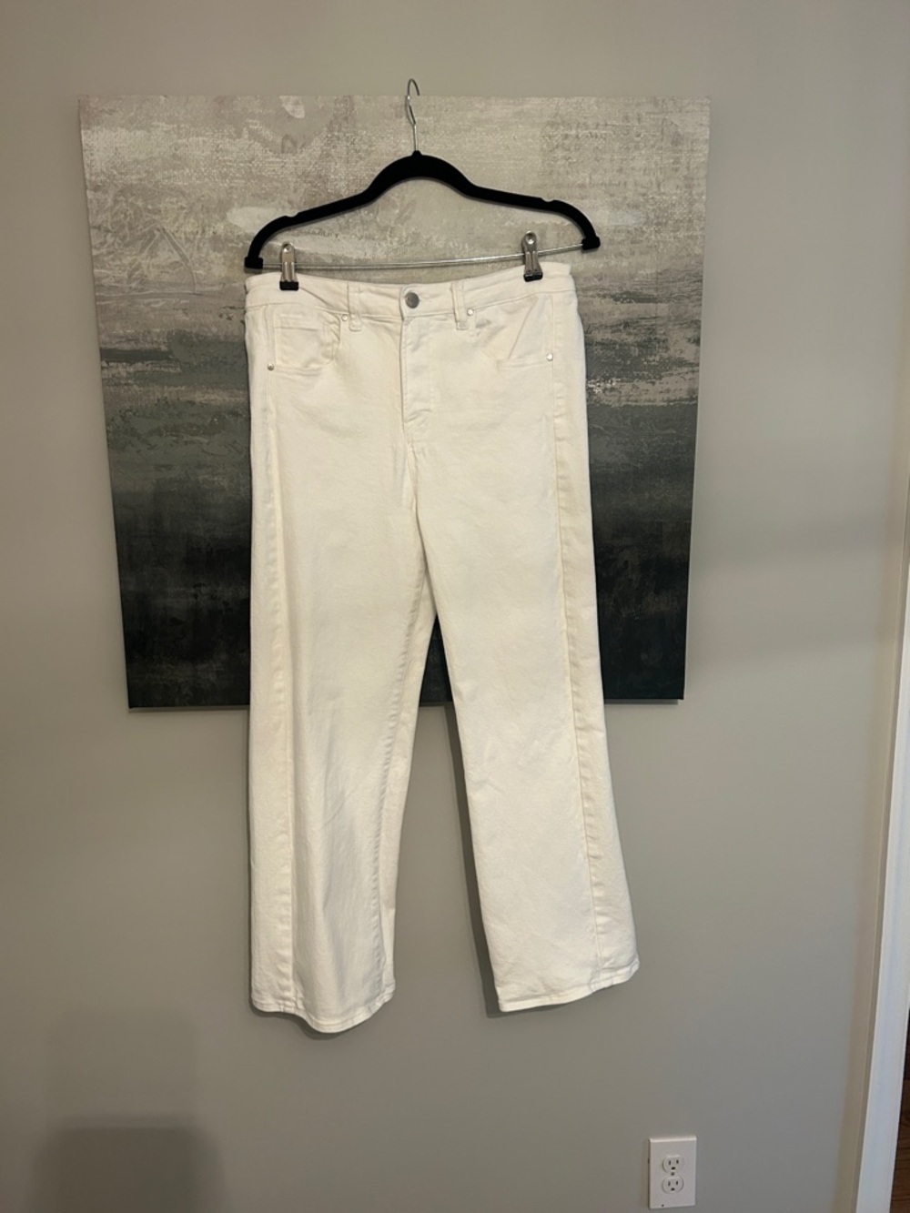 High-Rise White Barrel Leg Jeans purchased on Social Threads.